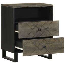 Berkfield Home Bedside Cabinet Black 50x33x62 cm Solid Wood Mango - Size: 50 x 33 x 62 cm - thumbnail 1