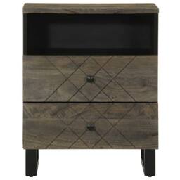 Berkfield Home Bedside Cabinet Black 50x33x62 cm Solid Wood Mango - Size: 50 x 33 x 62 cm - thumbnail 3
