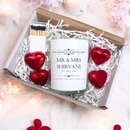 Aye Do Gifts Personalised Love Laughter Wedding Candle Gift Set - Couple Engagement in White - Size: 40 cm x 40 cm - thumbnail 2