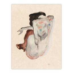 Artery8 Egon Schiele Framed Wall Art Crouching Nude In Shoes & Black Stockings in Beige - Size: A4 - thumbnail 3