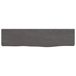 Berkfield Home Wall Shelf Dark Grey 40x10x2 cm Treated Solid Wood Oak in Brown - Size: 40 x 10 x 2 cm - thumbnail 2