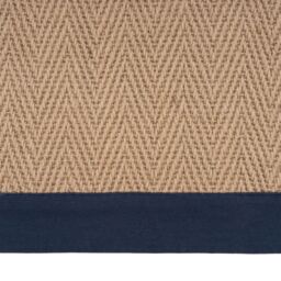 Kukoon Natural Golden Beige Jute Micro Woven Herringbone Pattern Cotton Border Area Rug in Navy - Size: 70 cm x 240 cm - thumbnail 6