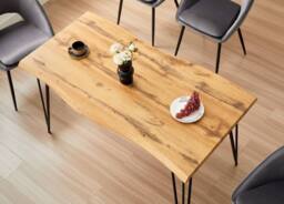 KOSY KOALA Wooden Dining Table With Metal Hairpin Legs for Dining Room, Work, or Study (Length 140cm) in Brown - thumbnail 1
