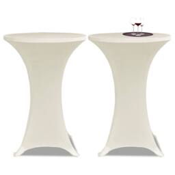Berkfield Home Standing Table Cover √ò80cm Cream Stretch 2 pcs - thumbnail 2