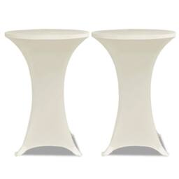 Berkfield Home Standing Table Cover √ò80cm Cream Stretch 2 pcs - thumbnail 3