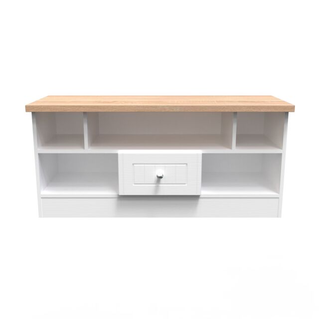 Ready Assembled 2 U Norton 1 Drawer TV & Media Unit (Ready Assembled) in White - Size: Large - image 1