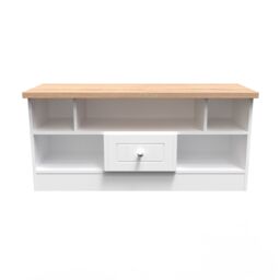 Ready Assembled 2 U Norton 1 Drawer TV & Media Unit (Ready Assembled) in White - Size: Large