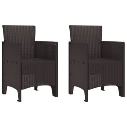 Berkfield Home Garden Chairs 2 pcs Brown Poly Rattan - thumbnail 2