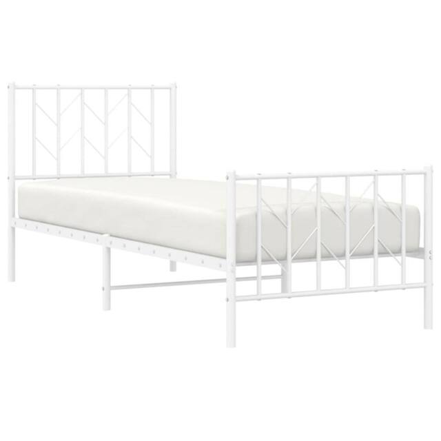 Berkfield Home Metal Bed Frame without Mattress with Footboard¬†White 80x200cm in White - Size: 80x200 cm - image 1
