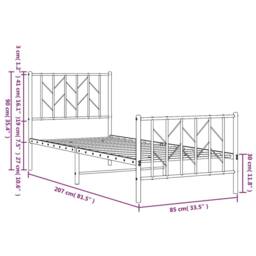Berkfield Home Metal Bed Frame without Mattress with Footboard¬†White 80x200cm in White - Size: 80x200 cm - thumbnail 9