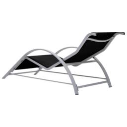 Berkfield Home Sun Loungers 2 pcs with Table Aluminium Black - thumbnail 6