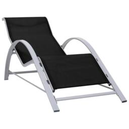 Berkfield Home Sun Loungers 2 pcs with Table Aluminium Black - thumbnail 4