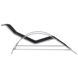 Berkfield Home Sun Loungers 2 pcs with Table Aluminium Black - thumbnail 5