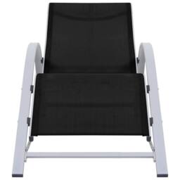 Berkfield Home Sun Loungers 2 pcs with Table Aluminium Black - thumbnail 1