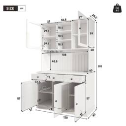 BTM Tall Kitchen Cabinet Power Outlet USB Wine Glass Holder White - thumbnail 9