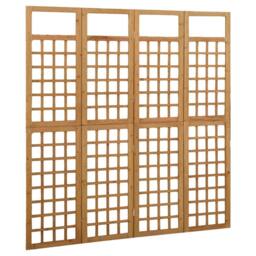 Berkfield Home Durable 4-Panel Room Divider/Trellis Solid Fir Wood 161x180 cm in Brown
