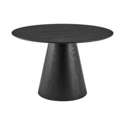 Modish Furnishing Black Round Wooden Dining Table with Wooden Base - thumbnail 3