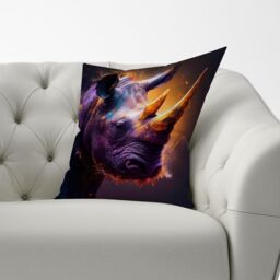 Warren Reed - Designer Golden Rhino Face Splashart Cushions in Grey - Size: 45 cm x 45 cm - thumbnail 2