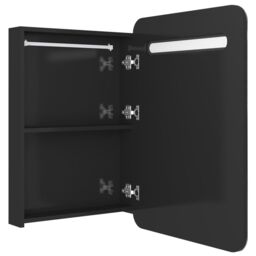 Berkfield Home LED Bathroom Mirror Cabinet Shining Black 60x11x80 cm - Size: 60 x 11 x 80 cm - thumbnail 5