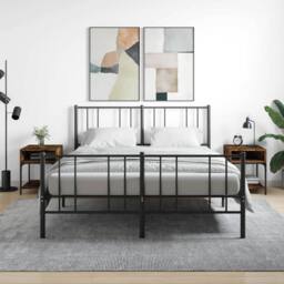 Berkfield Home Elegant Bedside Tables 2 pcs Smoked Oak 40x41x50 cm Engineered Wood in Brown - Size: 40 x 41 x 50 cm - thumbnail 2