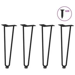 Berkfield Home Hairpin Table Legs 4 pcs Black 42 cm Solid Steel - thumbnail 2