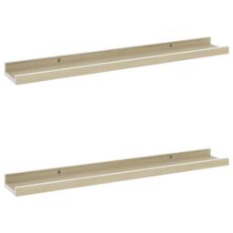 Berkfield Home Wall Shelves 2 pcs White & Sonoma Oak 60x9x3 cm - Size: 60 x 9 x 3 cm - thumbnail 1