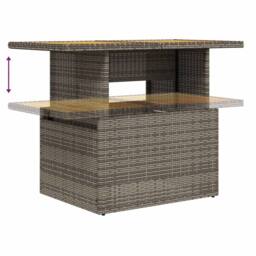 Berkfield Home Garden Table Grey 100x55x73 cm Poly Rattan & Acacia Wood - Size: 100 x 55 x 73 cm - thumbnail 8