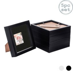 "Nicola Spring 3D Box Photo Frames - 6 x 6"" with 2 x 2"" Mount - Ivory Mount - Pack of 5 in Black" - thumbnail 1