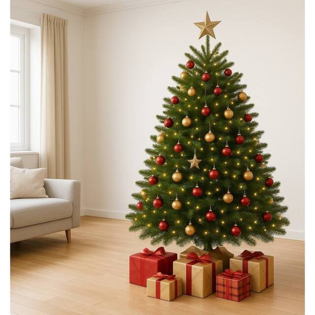 Clifton Premier Nordman Fir Xmas Tree - Low Needle Drop -1.25m to 1.5m(4-5ft) in Green - image 1