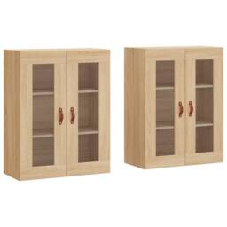 Berkfield Home Wall Mounted Cabinets 2 pcs Sonoma Oak Engineered Wood in Light Oak - thumbnail 1