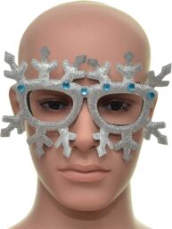 Shatchi Novelty Glitter Silver Snowflake Christmas Glasses Christmas Party Props Photo Booth Accessories Stocking Fillers - thumbnail 2