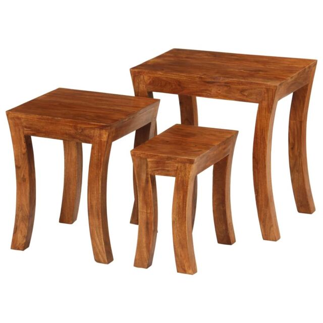 Berkfield Home Nesting Table Set 3 Pieces Solid Acacia Wood 50x35x50 cm Brown - Size: 50 x 35 x 50 cm - image 1