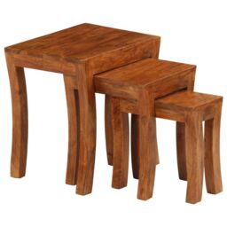 Berkfield Home Nesting Table Set 3 Pieces Solid Acacia Wood 50x35x50 cm Brown - Size: 50 x 35 x 50 cm - thumbnail 2