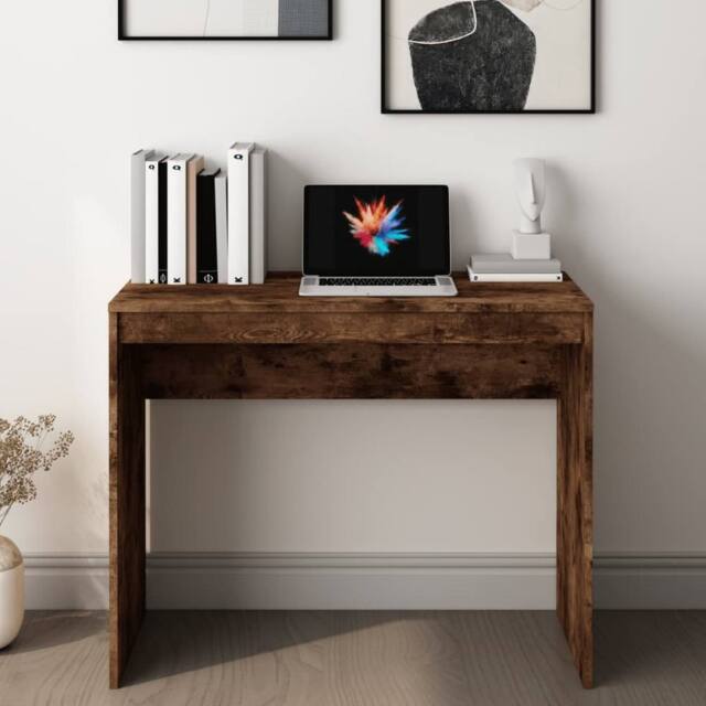 Berkfield Home Modern Desk Smoked Oak 90x40x72 cm Engineered Wood in Brown - Size: 90 x 40 x 72 cm - image 1