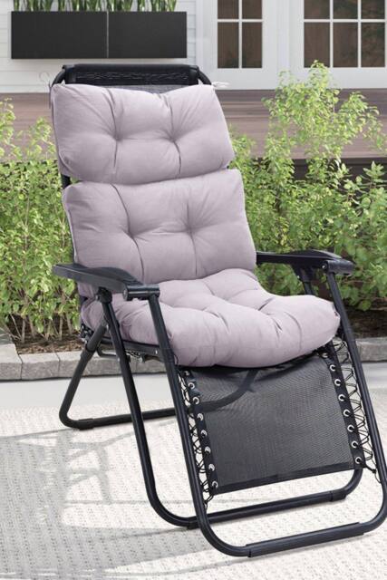 H&O Direct 110cm W x 55cm D Outdoor Tri-Fold Recliner Cushion in Grey - Size: 110 cm W x 55 cm D - image 1