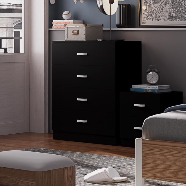 FWStyle 4 Drawer Chest Of Drawers Matt Black Finish - image 1