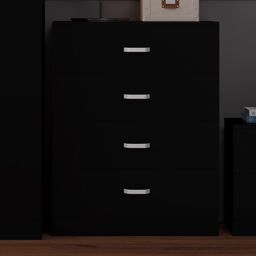 FWStyle 4 Drawer Chest Of Drawers Matt Black Finish - thumbnail 2