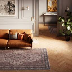 Kukoon Beige Medallion Washable & Non Slip Distressed Living Room Area Rug - Size: 200 cm x 290 cm - thumbnail 3