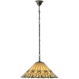 Loops Tiffany Glass Hanging Ceiling Pendant Light Bronze & Amber Floral Shade i00127 in Clear