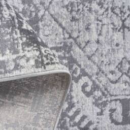 Loomed Grey Aztec Pattern Distressed Soft Living Room Bedroom Area Rug Runner in Mid Grey - Size: 60 cm x 110 cm - thumbnail 5