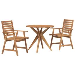 Berkfield Home 3 Piece Garden Dining Set Solid Wood Acacia in Brown - thumbnail 2