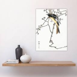"Artery8 Siberian Blue Tail Bird Japanese Japanese Wall Art Print Kashu - Size: W12"" x H16""" - thumbnail 4