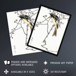 "Artery8 Siberian Blue Tail Bird Japanese Japanese Wall Art Print Kashu - Size: W12"" x H16""" - thumbnail 2