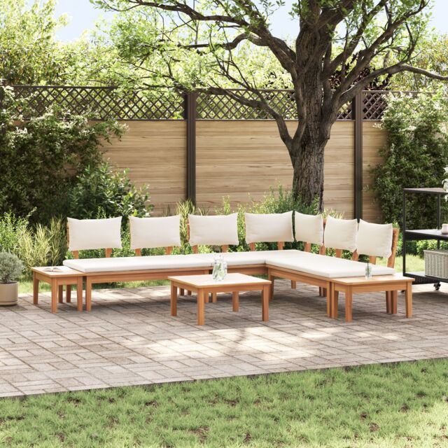 Berkfield Home Garden Bench Set 4 pcs Brown & Cream 2-seater Medium - image 1