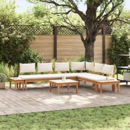 Berkfield Home Garden Bench Set 4 pcs Brown & Cream 2-seater Medium - thumbnail 1