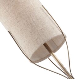 Happy Homewares Sleek Antique Brass Metal Table Lamp with Cylindrical Linen Shade in Metallic Gold - thumbnail 5