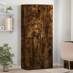 Berkfield Home Shoe Cabinet Smoked Oak 80x39x178 cm Engineered Wood in Brown - Size: 80 x 39 x 178 cm