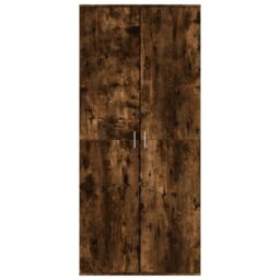 Berkfield Home Shoe Cabinet Smoked Oak 80x39x178 cm Engineered Wood in Brown - Size: 80 x 39 x 178 cm - thumbnail 3
