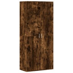 Berkfield Home Shoe Cabinet Smoked Oak 80x39x178 cm Engineered Wood in Brown - Size: 80 x 39 x 178 cm - thumbnail 2
