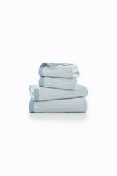 The Lyndon Company Willow Weave Stripe Towel In Luxurious 550gsm Pure Cotton in Blue - thumbnail 2